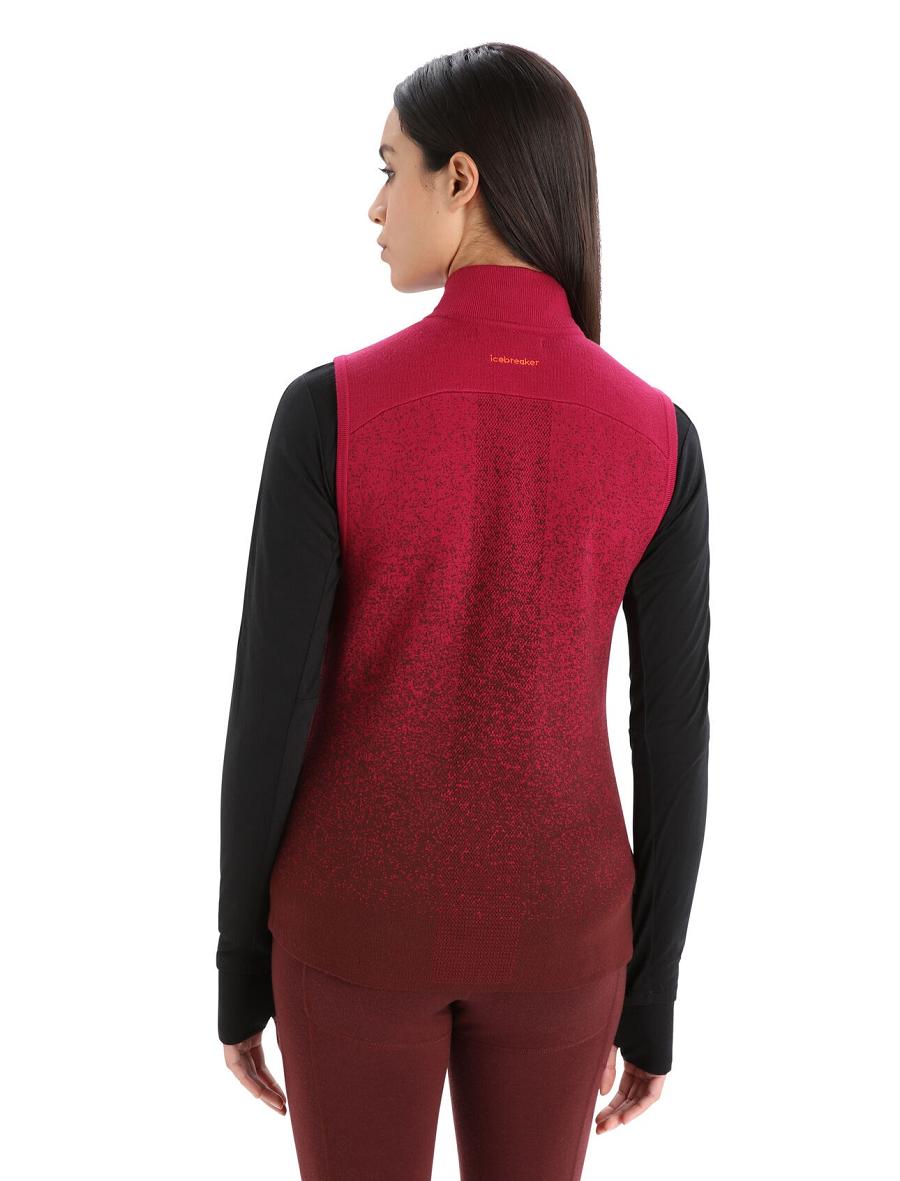 Cherry / Espresso Women's Icebreaker ZoneKnit™ Merino Insulated Vest Into the Deep Jackets | USA 1657VRWD